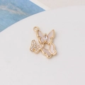 Detail of gold butterfly pendant with white shell wings and shimmering zircon accents - Shell Butterfly Style (04#19*21mm)