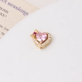 Detailopname van gouden hartvormige hanger met roze kristal en strikdecoratie macro - 10*12mm / Goud-Roze (02#10*12mm)