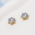 Macro detail of gold-plated sun hexagram charm with enamel and heart hollow carving - 01# White