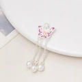 Ciondolo farfalla argento con smalto viola e nappe di perle per creazione gioielli - Stile Farfalla Argento Viola Rosa (06#)