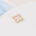 Detail of clover shell pendant with gold plating and cubic zirconia for DIY jewelry - 31#12*16mm