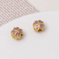 Detailed close-up of golden clover charms with purple enamel for DIY jewelry making - Four-leaf Clover (Purple) (02#9mm)
