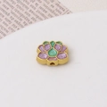 Macro detail of gold lotus bead with purple and green enamel inlay for DIY jewelry making - Lotus (Purple/Green) (03#9*12mm)