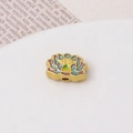Detailed macro view of a gold lotus charm bead with colorful gradient enamel inlay - Lotus (Gradient Blue) (05#8*13mm)