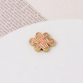 Macro shot of ancient gold alloy lotus flower bead with pink enamel and hole detail - Chinese Knot (Pink) (06#12*16mm)