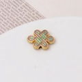 Macro detail of ancient gold knot charm with pink and green glitter enamel inlay - Chinese Knot (Contrast Color) (07#12*16mm)