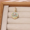Macro shot of an enamel flower pendant with pearl and crystals in a velvet jewelry box - Round Light Blue Enamel Floral Style (03#)