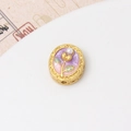 Detalle macro de cuenta ovalada de esmalte púrpura y oro con perla para joyería artesanal - Estilo Planta Calada Degradado Rosa Púrpura (07#12*18mm)