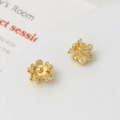Macro shot of gold-plated five-petal flower earrings with fine metallic texture - Gold 3D Five-Petal Flower Style (03#) / 7mm / Gold