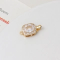 Macro shot of gold-plated rectangular cubic zirconia clasp for DIY jewelry making - White Rectangle (9x16mm)