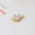 Close-up of gold-plated oval zircon clasp with micro-pave crystals for jewelry making - White Oval (9x16mm)