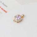 Detail of gold-plated square purple zircon clasp with surrounding white crystals - Light Purple Square (9x15mm)
