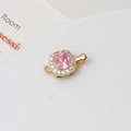 Close-up of pink cubic zirconia buckle with gold plating and white micro-pave crystals - Pink Square (9x15mm)