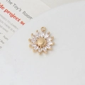 Macro view of gold daisy pendant with marquise-cut zircon petals for DIY jewelry - Sunflower Style (01#17*20mm)