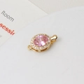 Close-up of pink oval zircon clasp in gold-plated brass for jewelry making and necklaces - Pink Oval (9x16mm)