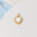 Macro detail of heart-shaped 18K gold-plated pendant with iridescent shell inlay - 47#12*13mm