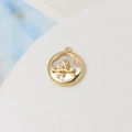 Detail of 18K gold plated pendant with white mother of pearl and plum blossom design - 48#15*18mm