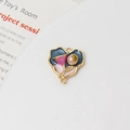 Detailed heart charm with enamel gradient pink flower and freshwater pearl accent - 15x17mm / Pink-Blue Heart Style (LF3229-04)