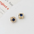 Λήψη macro από κύβους επιχρυσωμένους 18k με μπλε ζιργκόν για την κατασκευή κοσμημάτων - 5mm / Χρυσό/Σκούρο Μπλε