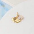 Macro shot of ginkgo leaf charm in 18K gold plated copper and white shell inlay - 46#18*18mm