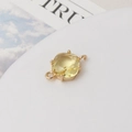 Macro shot of yellow square gemstone link with gold base for DIY jewelry making - Light Yellow