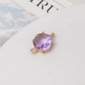 Detailed macro view of a light purple faceted gemstone pendant with gold dual connectors - Light Purple
