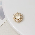 Exquisite gold-plated sunflower bead with yellow zircon and sparkling crystals - 15*17mm / Light Yellow