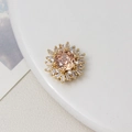 Sunflower bead charm in gold-plated copper with champagne rose-cut cubic zirconia stone - 15*17mm / Champagne