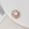 Gold-plated floral spacer bead with pink rose-cut zircon and brilliant snowflake crystals - 15*17mm / Light Pink