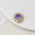 Gold plated bead with purple rose cut zircon and snowflake micro pavé crystals - 15*17mm / Violet