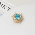 Rose cut sky blue zircon snowflake charm bead with 18K gold plating for DIY jewelry - 15*17mm / Lake Blue