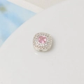 Ciondolo quadrato in argento con gemma rosa e zirconi per gioielli fai-da-te - 11mm / 10# Rosa