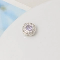 Perla quadrata floreale in argento con zircone viola per la creazione di gioielli - 11mm / 11#Viola