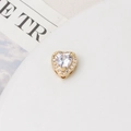 Close-up of gold heart charm bead with zircon inlay for DIY jewelry making - 10mm / Gold Plated White