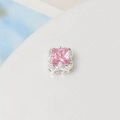 Ciondolo quadrato fiore zircone rosa finitura argento per creazione gioielli DIY - 9mm / Rosa