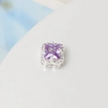 Ciondolo quadrifoglio con zircone viola e incastonatura micro-pave in argento - 14# Viola Chiaro