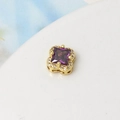 Perla distanziatrice a quadrifoglio con zircone viola e placcatura in oro per gioielli - 05# Violetto