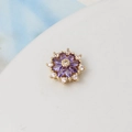 Ciondolo a fiore dorato con petali viola e zirconi bianchi per la creazione di gioielli - 08# Viola