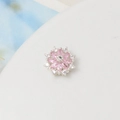 Perla distanziatrice a forma di fiore a quattro foglie con zirconi rosa e micro-pave - 18# Rosa