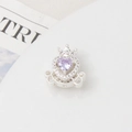 Macro shot of silver crown carriage pendant featuring a purple heart zircon stone - Silver / Purple Zirconia (07#) / 15mm
