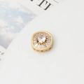 Macro detail of gold plated spacer bead with heart zircon and geometric engravings - 01# White Heart Round Rectangle (13mm)