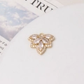 Macro detail of gold plated leaf pendant with shimmering cubic zirconia inlay and top ring - 01# Leaf Style (18x21mm)