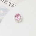 Dettaglio di ciondolo con gemma rosa ovale e zirconi bianchi per creazioni di gioielli - Stile grappolo di fiori ovali rosa (06# Rosa, 13x14 mm)