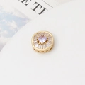 Close-up of heart-shaped purple zircon bead in gold plating for jewelry making - 03# Light Purple Heart Round Rectangle (13mm)