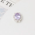 Dettaglio macro della perla a fiore in zircone viola ovale argentato per gioielli - Design a grappolo di fiori ovali viola (07# Viola chiaro - 13x14mm)