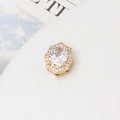 Macro detail of geometric gold bead with oval zircon for multi-row pearl jewelry making - 04# White Oval Geometric Frame (13*15mm)