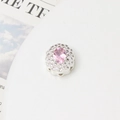 Dettaglio pendente a fiore in argento con gemma rosa e pavé di zirconi luccicanti - Stile con perline floreali ovali rosa (09# Rosa--16*14mm)