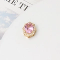 Close-up of golden floral pendant with oval pink gemstone and white zircon accents - 05# Pink Oval Octagonal Flower (13*15mm)