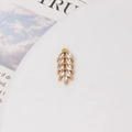 Macro detail of gold plated leaf pendant charm inlaid with marquise cut cubic zirconia - 04# Narrow Leaf Style (8x18mm)