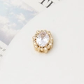 Macro detail of gold flower cluster jewelry bead with oval zircon and small diamonds - 07# White Oval Flower Cluster (13*14mm)